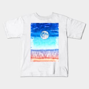 Bright Full Moon Gradient Sky. For Moon Lovers. Kids T-Shirt